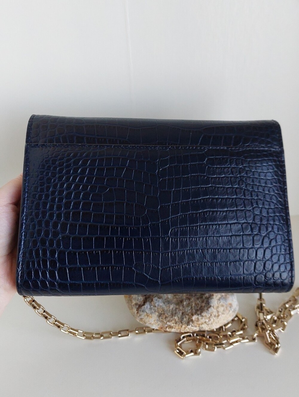 Jimmy Choo Varenne Navy Blue Croc Clutch Bag - Picture 7 of 17